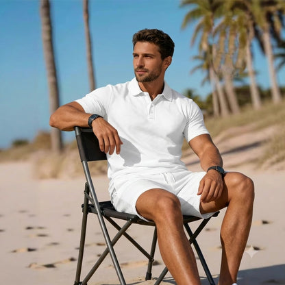 ☀️ Stay Cool & Look Sharp — Men’s 2-Piece Polo & Shorts Set