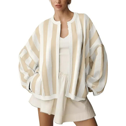 Women's Oversized Striped Knit Cardigan