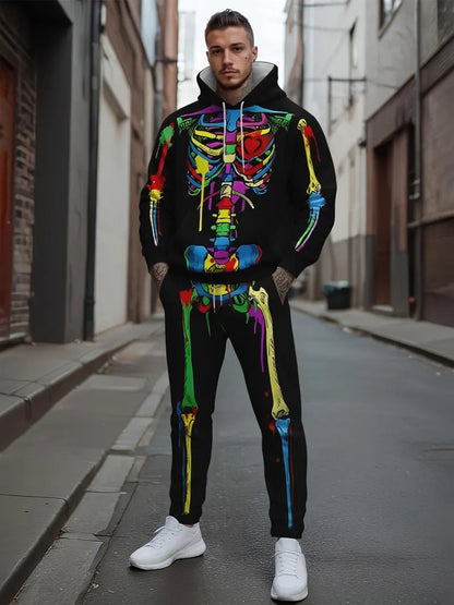 Men's Halloween Ghost Face Graphic Hoodie & Jogger Pants Set