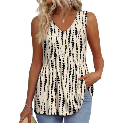 👗Women’s Sleeveless V-Neck Babydoll Tank Top – Flowy Summer Peplum Top
