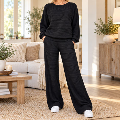 Women's Cozy Knit Sweater & Wide-Leg Pants Set