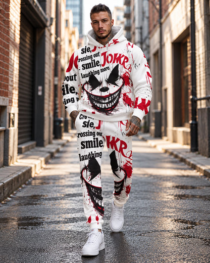 Men's Halloween Ghost Face Graphic Hoodie & Jogger Pants Set