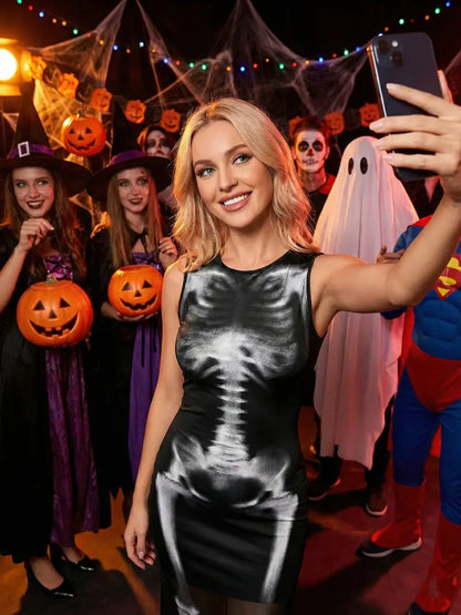 Women’s X-Ray Skeleton Bodycon Midi Dress