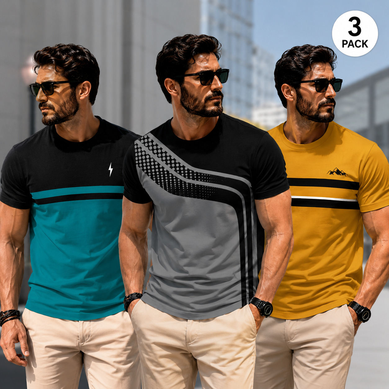 ☀️3-Pack Men’s Gradient Stripe Quick-Dry T-Shirts