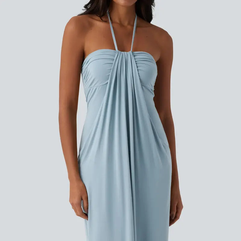 Convertible Halter Tie-Back Maxi Dress – Backless Resort & Evening Gown