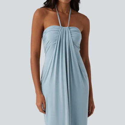 Convertible Halter Tie-Back Maxi Dress – Backless Resort & Evening Gown