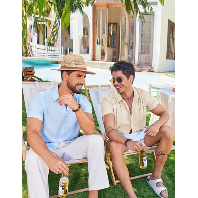 🔥Men’s V-Neck Linen Guayabera Shirt