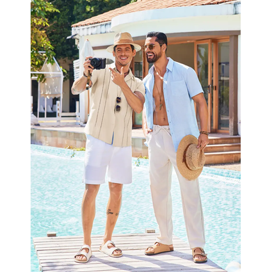 🔥Men’s V-Neck Linen Guayabera Shirt