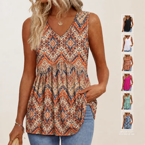 👗Women’s Sleeveless V-Neck Babydoll Tank Top – Flowy Summer Peplum Top