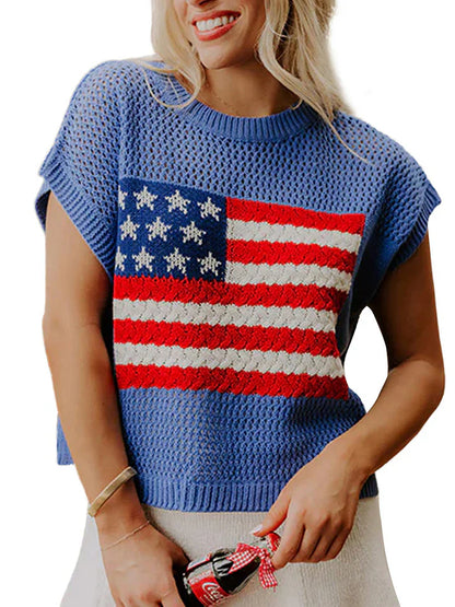 limited-time-saleflag-graphic-short-sleeve-hollow-out-top-4831
