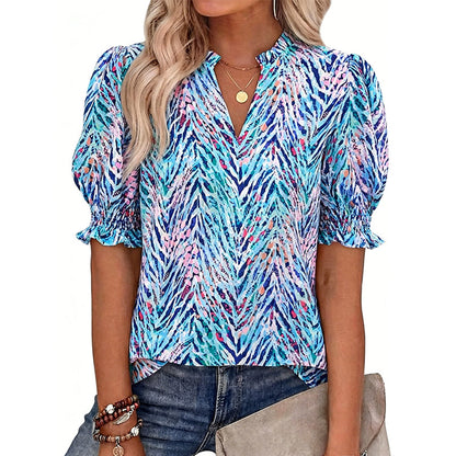 🌺  Women’s Casual Floral Short Sleeve Shirt
