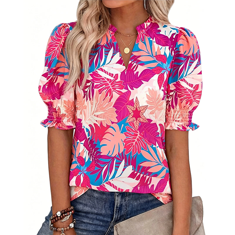 🌺  Women’s Casual Floral Short Sleeve Shirt