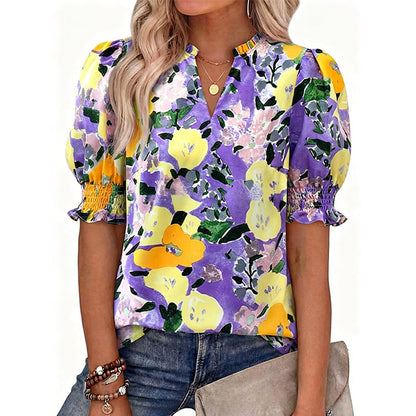 🌺  Women’s Casual Floral Short Sleeve Shirt