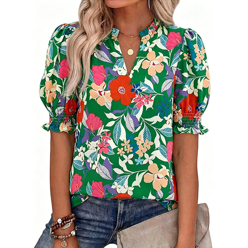 🌺  Women’s Casual Floral Short Sleeve Shirt