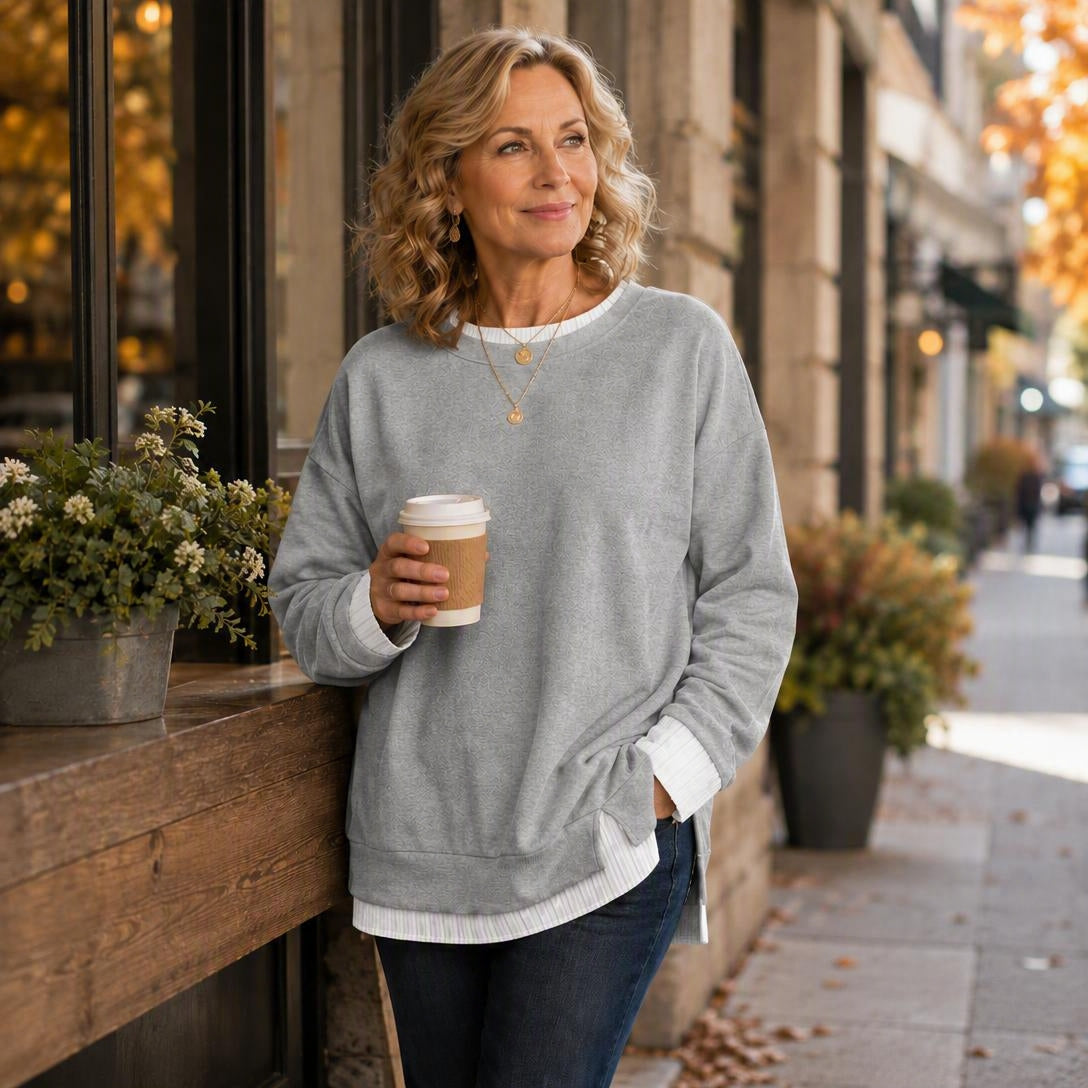 Women's Layered Patchwork Knit Sweater