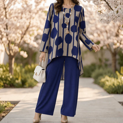 🌟Chic Bold Print High-Low Tunic Set